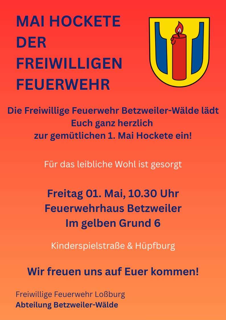 Flyer der FFW zur 1. Maihockete in Betzweiler
