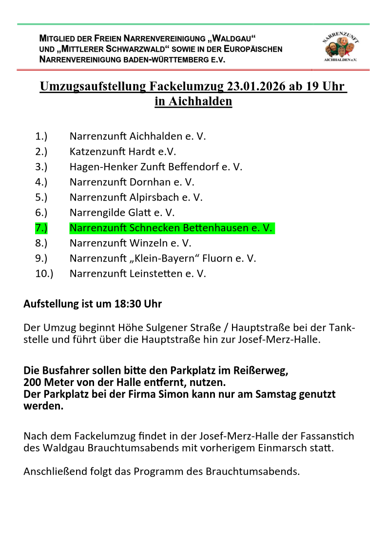 Reihenfolge bei der Aufstellung