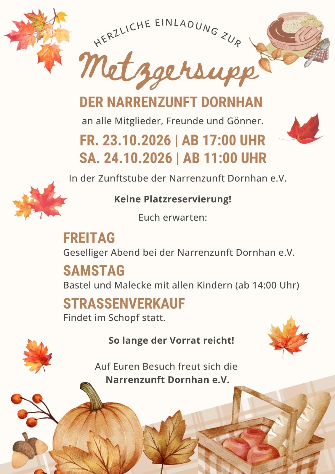 Flyer zur Schlachtplatte der NZ Dornhan